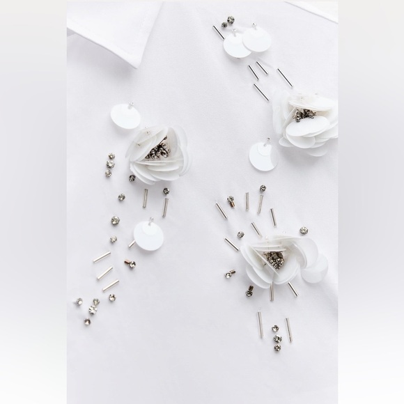 New ZARA Jewel Flower Shirt ZW Collection - Picture 7 of 8